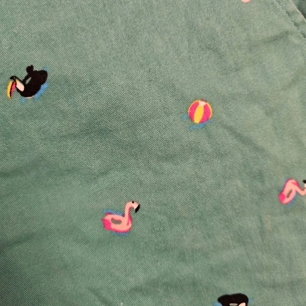 Raw Yarn Industries Mens 34 Stretch Twill Shorts Teal Flamingo Toucan Tropical